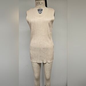 2000 Pleats Please Blouse by Issey Miyake Size 4 Beige Gingham